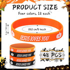 48 Pcs Halloween Rubber Bracelets Jesus Loves You Silicone Wristbands Christian 