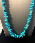 Vintage Graduated Genuine Turquoise Nuggets   Sterling Native American Necklace