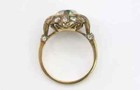 Vintage Art Deco Style Old European Lab Created Diamond Wedding 14k Gold Fn Ring