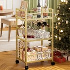 Bar Cart Serving For Home Microwave Drink Mobile Kitchen Shelf With Wine Rack