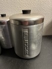 Vintage Spun Aluminum Mcm Kitchen 5 Canister Set Flour Sugar Tea Coffee Grease