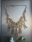 Vintage Bib Necklace Victorian Gothic Fringe Choker Whimsigoth Bronze Tone Swag