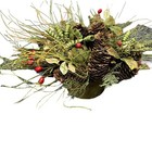 Christmas Centerpiece Pinecone Evergreen Berry Arrangement Holiday Table D  cor