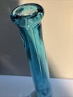 Teal Blue Colored Glass Bottle  Vase 12 5 Tall  2 35    Diameter 