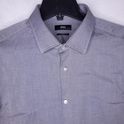 Hugo Boss Dress Shirt Mens 17 5 Gray Slim Fit Cotton Italian