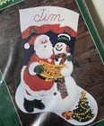 Bucilla Santa   Snowman Felt Embroidery Christmas Stocking Kit 32710