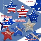 6pcs 4th Of July Wooden Star Table Decor Patriotic Glitter Star Block Signs Red