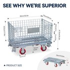 32 x20 x24  1500 Lbs Collapsible Wire Mesh Container W casters Steel Storage Bin