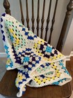 Vtg Handmade Crocheted Granny Square Throw Blanket 42    X 32    Cottage Core