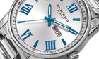 Akribos Xxiv Stylish Sunray Date   Day Dial Stainless Steel Men s Watch Ak1013