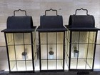 Nautical Brass Light Fixture Sconces Colonial Square Paneled Glass Outdoor Set 3