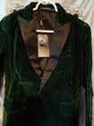 Boys    Suit Set Size 10 Kids Green Velvet Tuxedo W Suspenders For Wedding Suit
