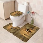 Leopard Print Shower Curtain Set Bathroom Rug Anti-slip Floor Mat Toilet Cover
