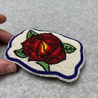 Vintage Rose Belt Buckle Sead Bead 4x2 Leather Back Native American Hippie Boho