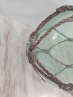 Vintage Large Japanese Glass Fishing Float Buoy Ball Net 8    Light Green Hue