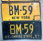 Vintage 1957-58 New York License Plate Lot Of 4  Bm-59