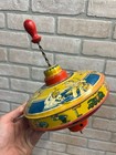 Vintage Large 7  Tin Litho Child s Toy Spinning Top Spinner Mnn Western Germany