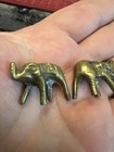 Vintage Miniature Brass Elephants Set Of Two