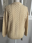 Falcara Ireland Ivory Wool Sweater Chunky Cable Knit Crew Neck Sz 36  Nwt Unisex