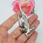 Vintage Mexico 925 Sterling Silver Bird Brooch Pin 17 8 Grams Turquoise Eye