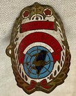 Vintage Lucky Deer All Steel Bicycle Head Badge Brass Plate Antique Early 1900s