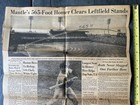 Orig  1953 Mickey Mantle Hits 565 Ft Hr Newspaper Page Man Cave Gift Yankees Vtg
