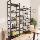 Triple Bookshelf  Bookcase With 14 Open Display Shelves  Wide Book Shelf Book   