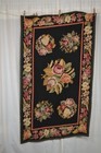 Antique Needlepoint Seat Cover rug Hand Made Unused 33x58 In Repurpose 1940 