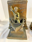 Rare Vintage Maritime Fisherman Armor Bronze Clad Whaling Boat Harpoon Bookends