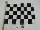 Racing Black   White Checkered Wood Stick Flag Race Car Indy 500 Brickyard 400
