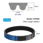 2set Htd-5m Rubber Timing Belt 59 Teeth 295mm Pitch Length X 15mm Width