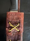Vintage Corneta Machete     El Salvador Blade     Panama Leather Sheath     27 5   