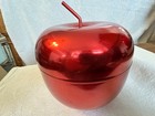 Large Vintage Mid Century Red Anodized Aluminum Apple Ice Bucket Retro 50s Mcm