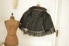 Vintage French Black Silk Blouse With Lace Trim And Mouton Sleeves