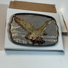 Vintage American Eagle Western Belt Buckle Silver   Gold New In Box
