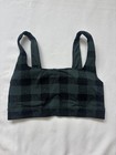 Fabletics Green  Black Plaid Sof Sports Bra  Sz Med