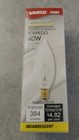 New Satco A3683 130v Candelabra Base 40 Watt  Light Bulb Clear 