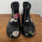 Sloggers Waterproof Rose Print Ankle Rain Boots Womens Size 8 Black Garden Boots