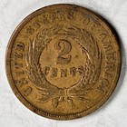 1864 Two Cent Piece Large Motto 2c - Civil War Era Date - Very Fine Condition 