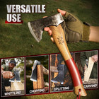 Camping Hatchet  Survival Axe With Sheath  High Carbon Steel And Wood Handle  An