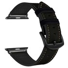 Xxl Black Leather Band For Apple Watch 49mm 46mm 45mm 44mm 42mm - Extra Long Str