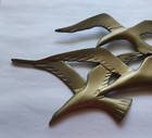 Vintage Solid Brass Seagulls In Flight Wall Hanging Birds Decor Mcm