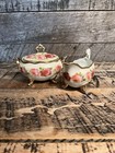 Ceramic Rose Creamer And Sugar Bowl Set By Old Ivory Germany