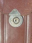 Vintage Brown Leather Folding Camera Case With Carrying Strap Purple Velvet 