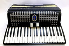 Vtg Paolo Soprani Blue Badge Piano Accordion 41 120 Black Near Mint   Case Italy