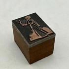 Vintage Printing Letterpress Printers Block Cut Tennis Woman In Long Dress   Hat