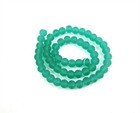 50 Czech Frosted Sea Glass Round Beads Matte - Emerald   Ocean Green 6mm