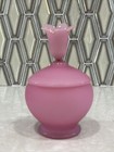 Antique Satin Pink Opaline Bristol Glass Crowntop Vanity Powder Jar    repaired
