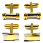 Gold   Silver Cufflinks Lot Of 2 Pair With Tie Bar Clip Mens Vintage Formal Wear