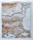 1911 Stieler Map Balkans Romania Bulgaria Constantinople Black Sea Turkey Varna
